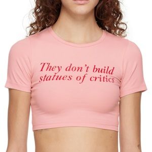 PRAYING SSENSE Exclusive Pink Statues crop t-shirt